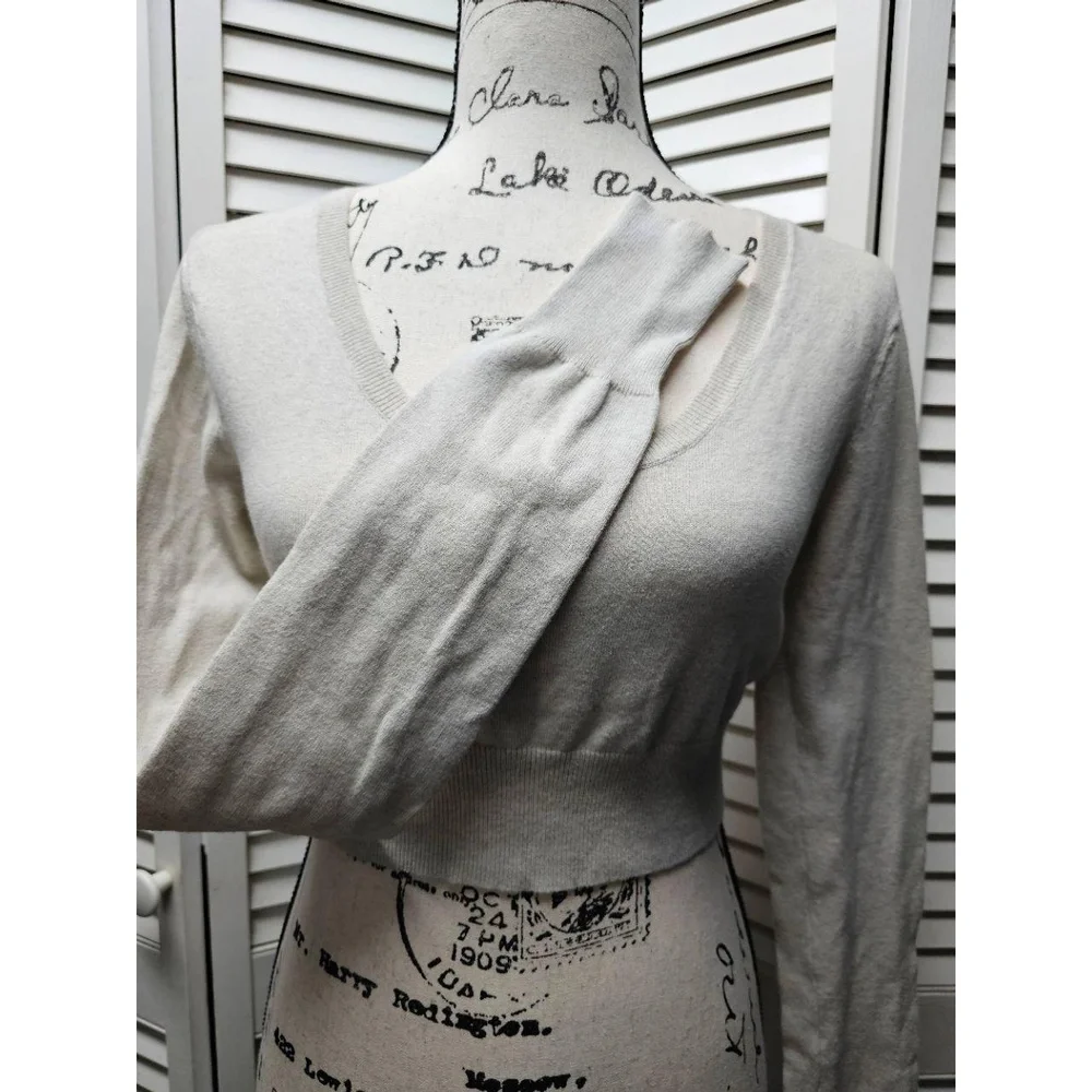 HURLEY Grey Long‎ Sleeve Top Grey Scoop Neck Crop Sweater Womens Small